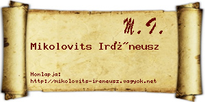 Mikolovits Iréneusz névjegykártya